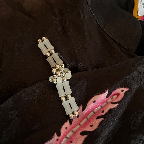 MUKZIN Animal Print Cheongsam Shirt kimono cats birds dynasty L - Picture 5 of 10